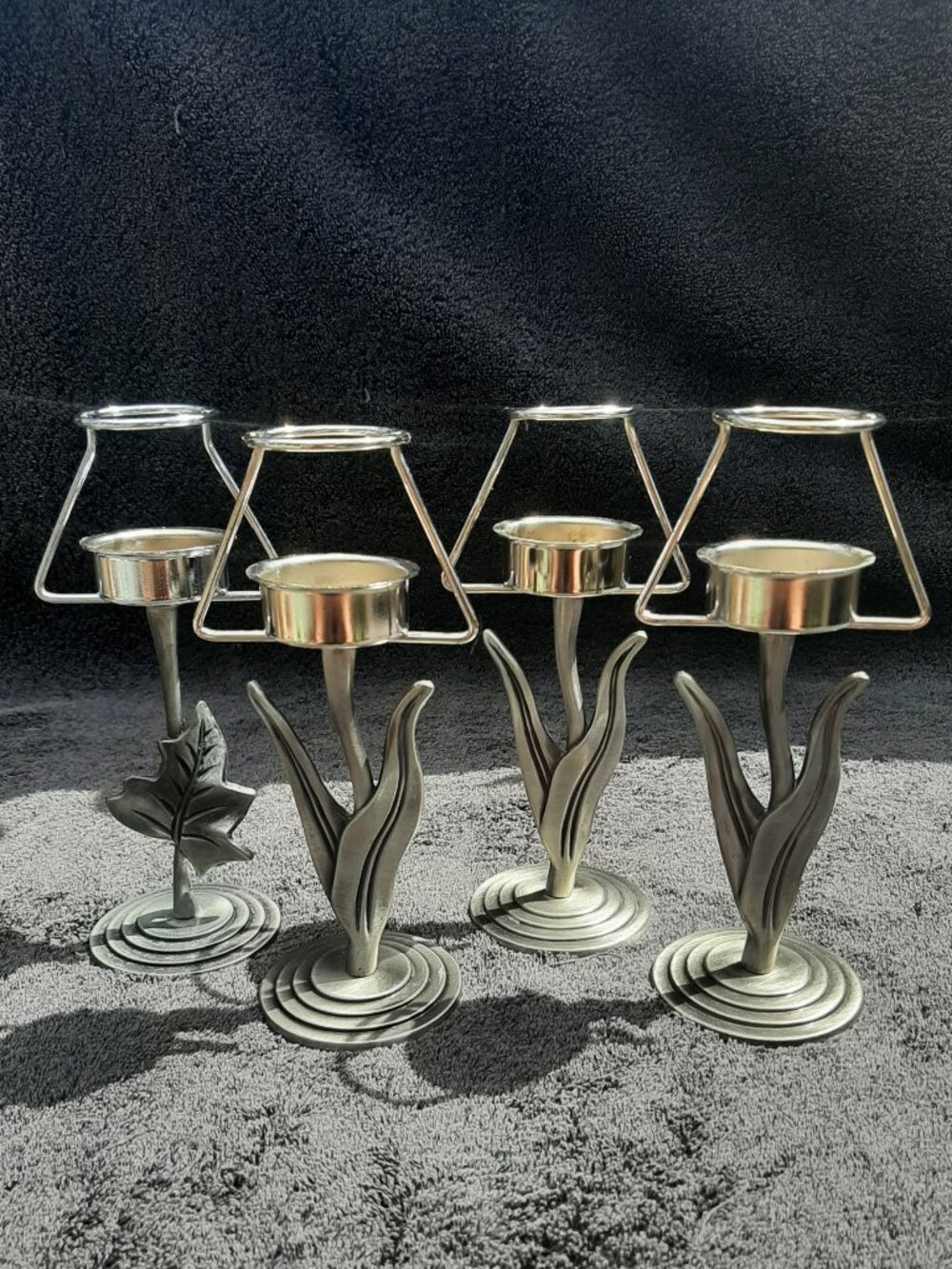 Brassbell Company Set of 3 Plus 1 Pewter Tealight Candleholders-without Shades